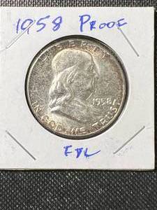 1958 US PROOF FRANKLIN HALF DOLLAR
