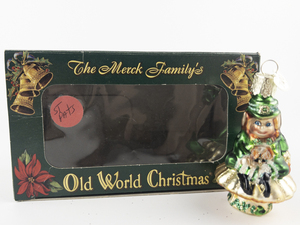 lot 35 image: OLD WORLD CHRISTMAS Leprechaun On Toadstool Ornament #24017