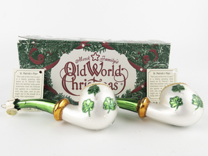 lot 37 image: Pair of OLD WORLD CHRISTMAS St Patricks Pipe Ornament #32026