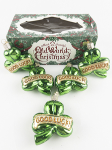 lot 38 image: Set of 5OLD WORLD CHRISTMAS Lucky Shamrock Ornament #36046