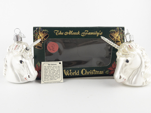 lot 42 image: Pair of OLD WORLD CHRISTMAS Unicorn Ornament #12103