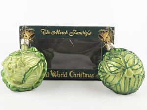 lot 45 image: Pair of OLD WORLD CHRISTMAS Iceberg Lettuce Ornament #28092