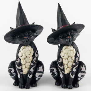 lot 56 image: Pair of JIM SHORE - HEARTWOOD CREEK Mini Black Cat Figurine Figurine #4022897MK