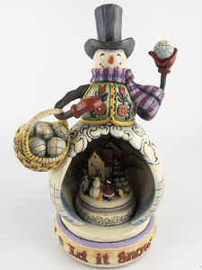 lot 64 image: JIM SHORE - HEARTWOOD CREEK The Fun Just Snowballs Music Box Figurine (Tune is Jingle Bells) #4009014