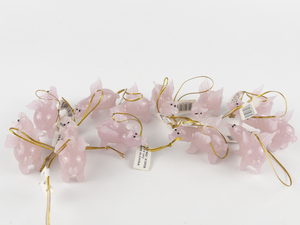 lot 79 image: Set of 12  Pink Flying Hogs Solid Glass  #43026