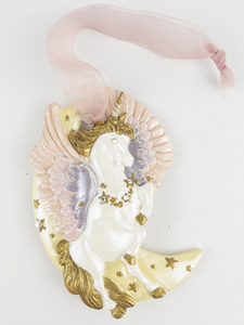 lot 96 image: Large  Unicorn and Crescent Moon Ornament