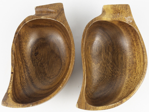 lot 130 image: Pair of Carved Wooden Leaf Shape Bowls #(Philipines)