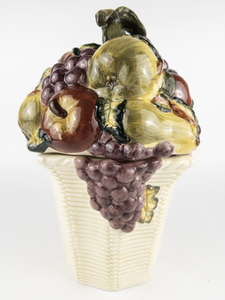 lot 143 image: BICO Fall Fruit in Woven Basket Cookie Jar