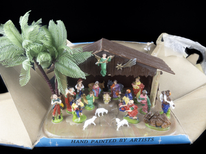 lot 151 image: 1950s Brite Star Nativity Set -Hand Painted with Original Box