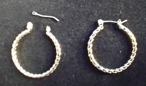 14K Gold Over Base Metal Hoop Earrings