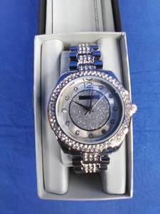 New Geneve Womens Silvertone Crystal Watch