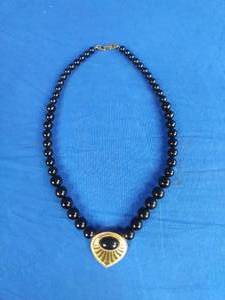 Vintage Gothic Black NAPIER Lucite Bead Pendant Necklace 21
