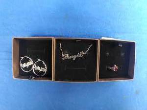Collection of 3 Sterling Silver Personalized Jewelry Including Shayla Necklace and Asiyah Earrings