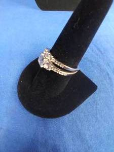 Cubic Zarconia Silver 2 Ring Bridal Set Size 9