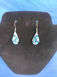 Silver Teardrop Mosaic Earrings