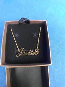 New 14K Gold Over Sterling Silver Personalized Joslin Script Name Necklace