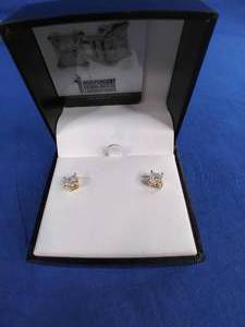 New 14K Gold 1.0 ct tw Round Diamond Solitaire Stud Earrings