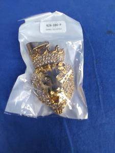New Gold Tone Rhinestone Lion Pendant