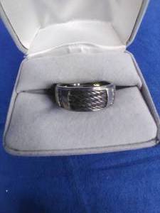 Triton 8mm Titanium Step Edge Comfort Fit Diamond Band Size10