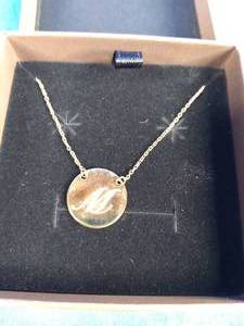 14K Gold Over Sterling Silver Personalized M Initial Station Disc Necklace