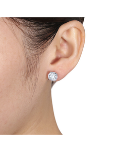 New Sofia B. Sterling Silver Created 8mm White Sapphire Earrings