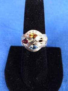 Sterling Silver Diamond-Accent Personalized Name and Marquise Birthstone Family Ring