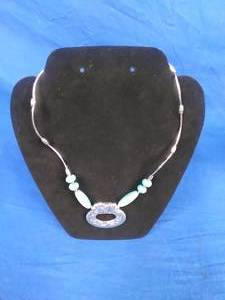 Vintage Bohemian Style Silver Wire Money Bag Turquoise Pendant Necklace