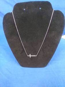 New Swarovski Silvertone Crystal Sideways Cross Necklace