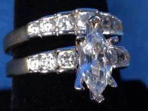 Marquise Cut CZ Wedding Engagement Ring Set Size 9