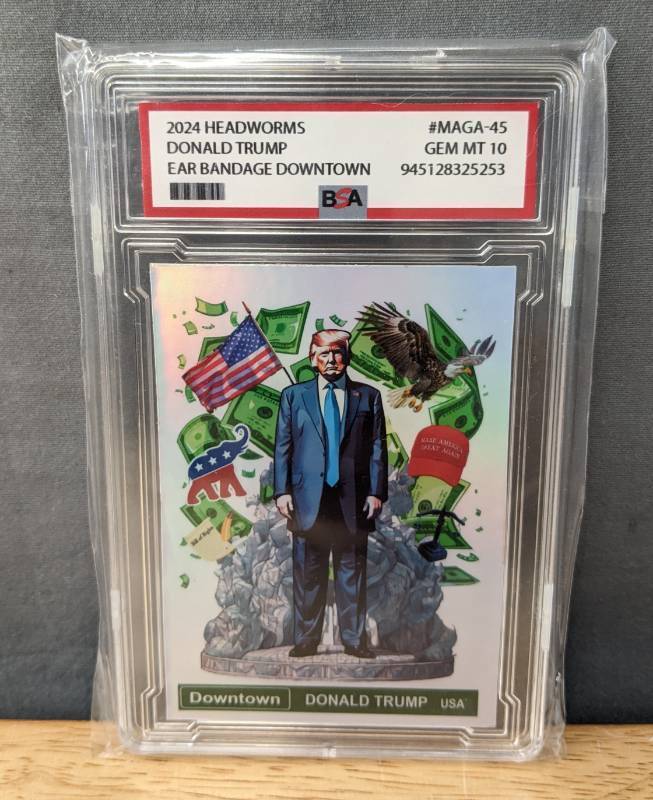 lot 29B image: 2024 Headworms Donald Trump Downtown BSA Graded 10 Card President N