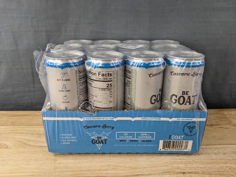 lot 13D image: Brand New Case of 12 BE GOAT Energy 12 oz Cascara Berry Drinks $29.99 Retail N