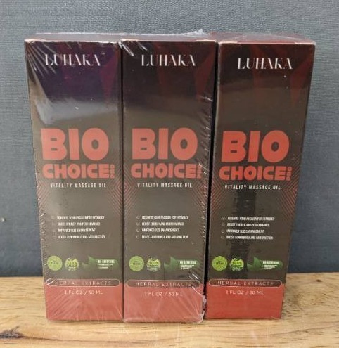 lot 22J image: Brand New LUHAKA BioChoice Pro Men Vitality Massage Oil, Enhance Vitality and Boost Confidence for Men - 1 Fl. Oz. (3 Bottles) X