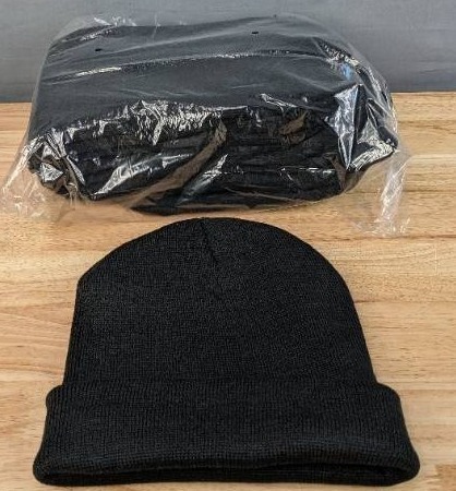 lot 10B image: 12 Brand New Advantage Series Ltd. Black Winter Beanies Hats OSFM A