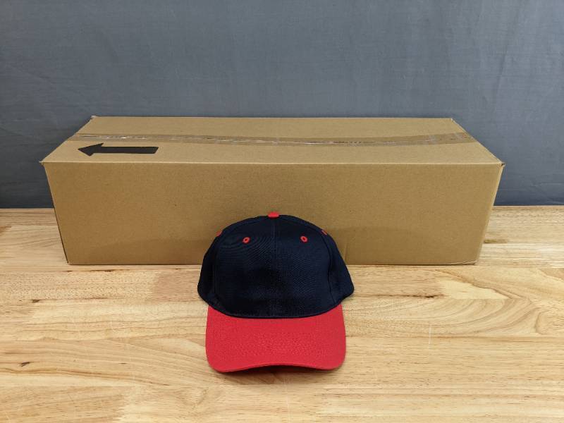 lot 12C image: 12 Brand New Advantage Series Ltd. Navy Blue and Red Hats OSFM A