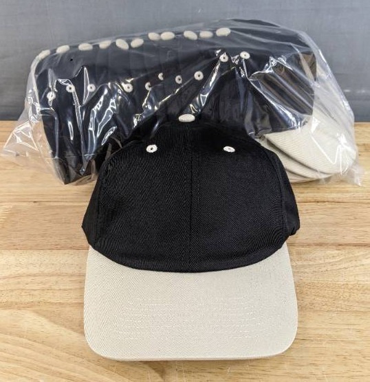 lot 22B image: 60 Brand New Advantage Series Ltd. Black and Stone Hats OSFM A
