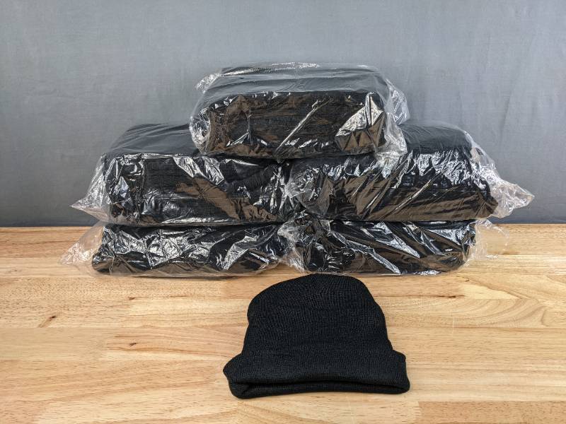 lot 28C image: 60 Brand New Advantage Series Ltd. Black Winter Beanies Hats OSFM A