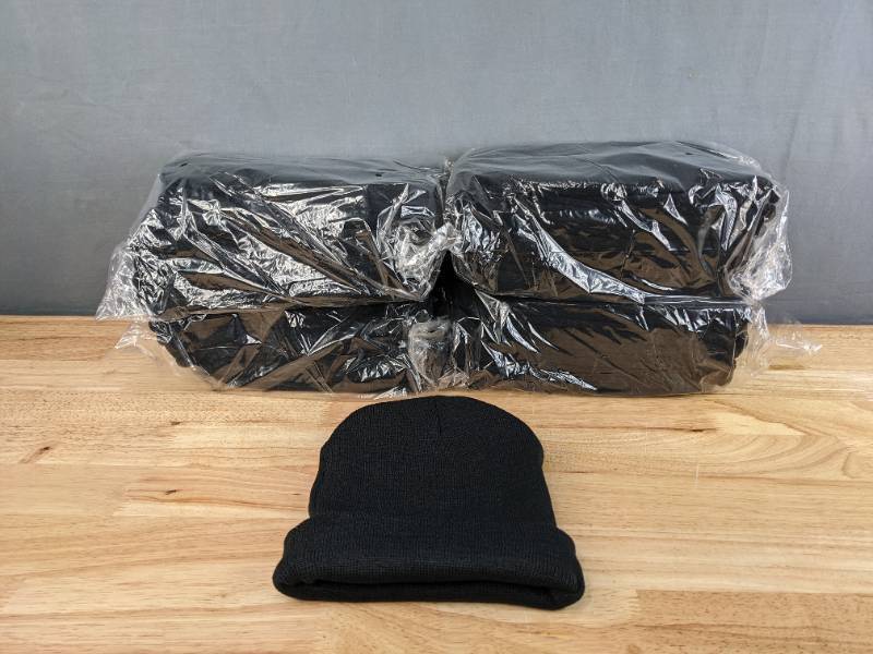 lot 41D image: 48 Brand New Advantage Series Ltd. Black Winter Beanies Hats OSFM A