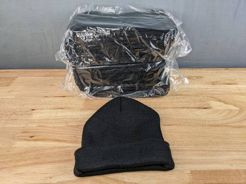 lot 80D image: 24 Brand New Advantage Series Ltd. Black Winter Beanies Hats OSFM A