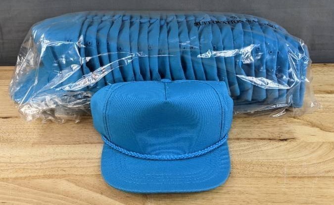lot 91A image: 60 Brand New Yupoong Turquoise Hats Youth OSFM A