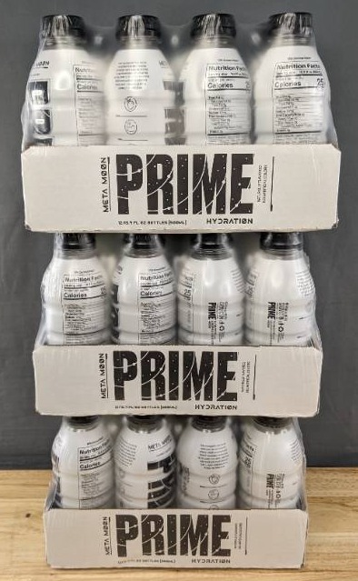 lot 999 image: 3 Brand New Cases of Prime Hydration Drink Meta Moon 16.9 oz, 36 Total N