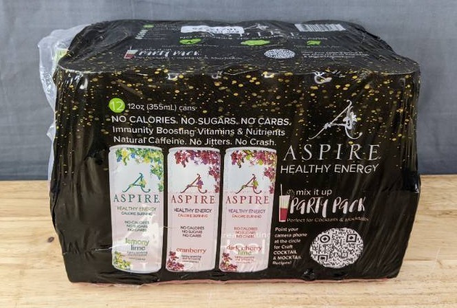 lot 1A image: Brand New Case of 12 Aspire Healthy Energy Drinks 12 oz Variety Pack $38.45 Retail N