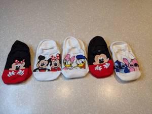 lot 402 image: Five New Pair of Childrens Anklets Stitch Mickey Mouse P