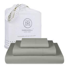 lot 72K image: Brand New Threadmill Luxury 800 Thread Count 100% Cotton Sateen Weave Twin XL Sheets in Moonrock Grey $63.74 Retail B