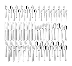 lot 101 image: New Yoehka 60-Piece Silverware Set for 12, Stainless Steel B