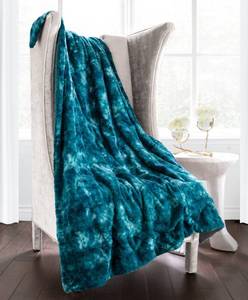 lot 87 image: New Egyptian Luxury Super Soft Faux Fur Throw Blanket 60x70 - Teal $34.99 Retail B