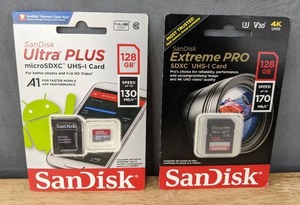 lot 57K image: Brand New SanDisk Extreme PRO SDXC UHS-I Memory Card 128 GB and SanDiosk Ultra Plus MicroSDXC UHS-I Memory Card with Adapter 128 GB $49.00 Retail N