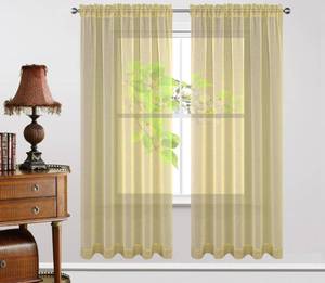lot 96 image: (7) Joydeco Yellow Sheer Curtains 72 Inch Length 2 Panels Set $104.93 Package Retail S