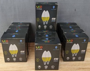 lot 119 image: Brand New 14 2-Packs LED E12 4W Yellow Light Bulbs $125.86 Package Retail S