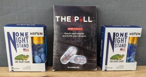 lot 66 image: Brand New 2 Boxes Wefun One Night Stand Male Supplements and 1 Box The Red Pill Energy Supplements X
