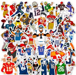 lot 25A image: 50 New NFL Football Stickers Brady Rice Allen Chiefs 49ers Newton N